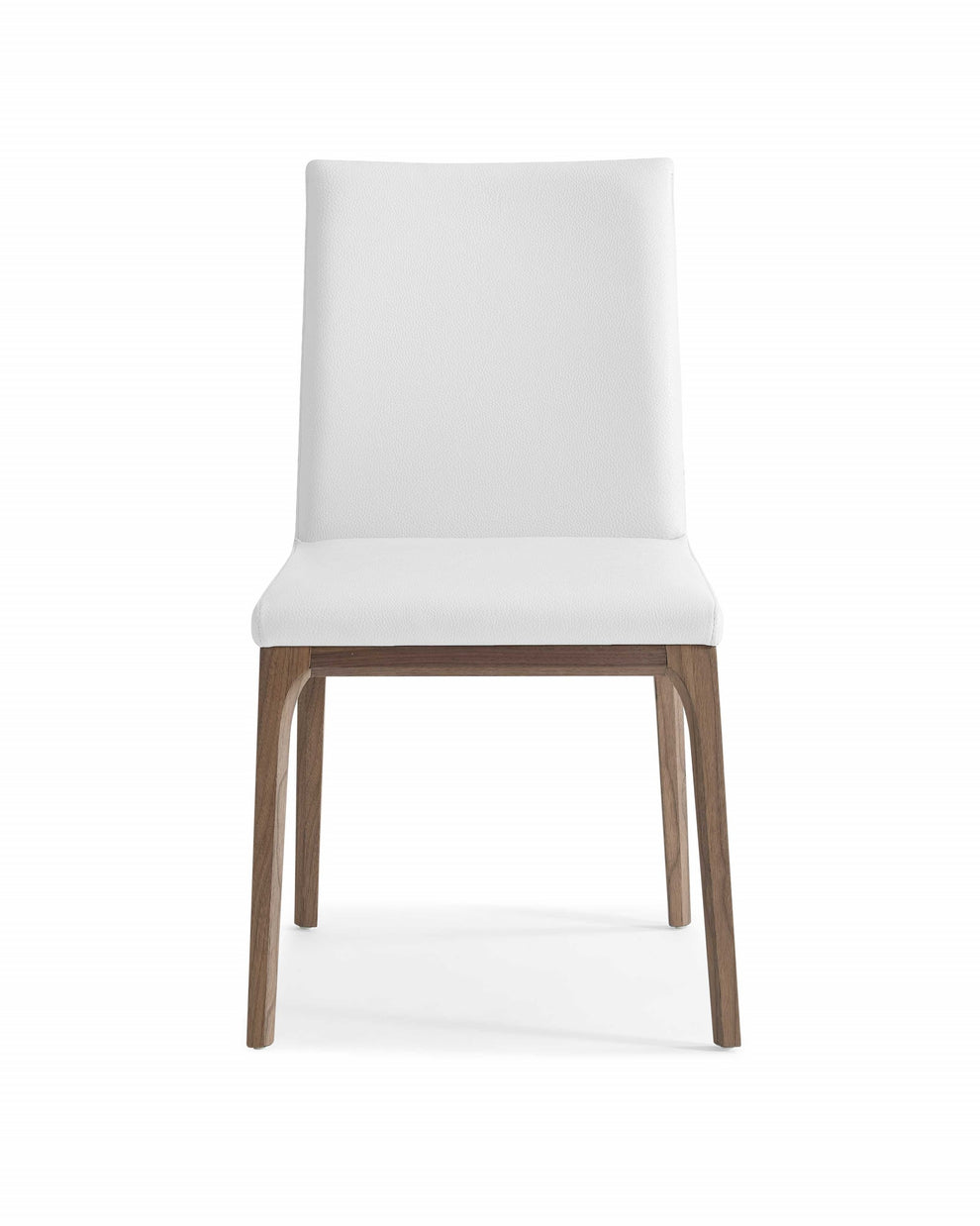 Set of Two White And Brown Upholstered Faux Leather isequal(Yes,No,Wood Dining Side Chairs By Homeroots | Dining Chairs | Modishstore - 3