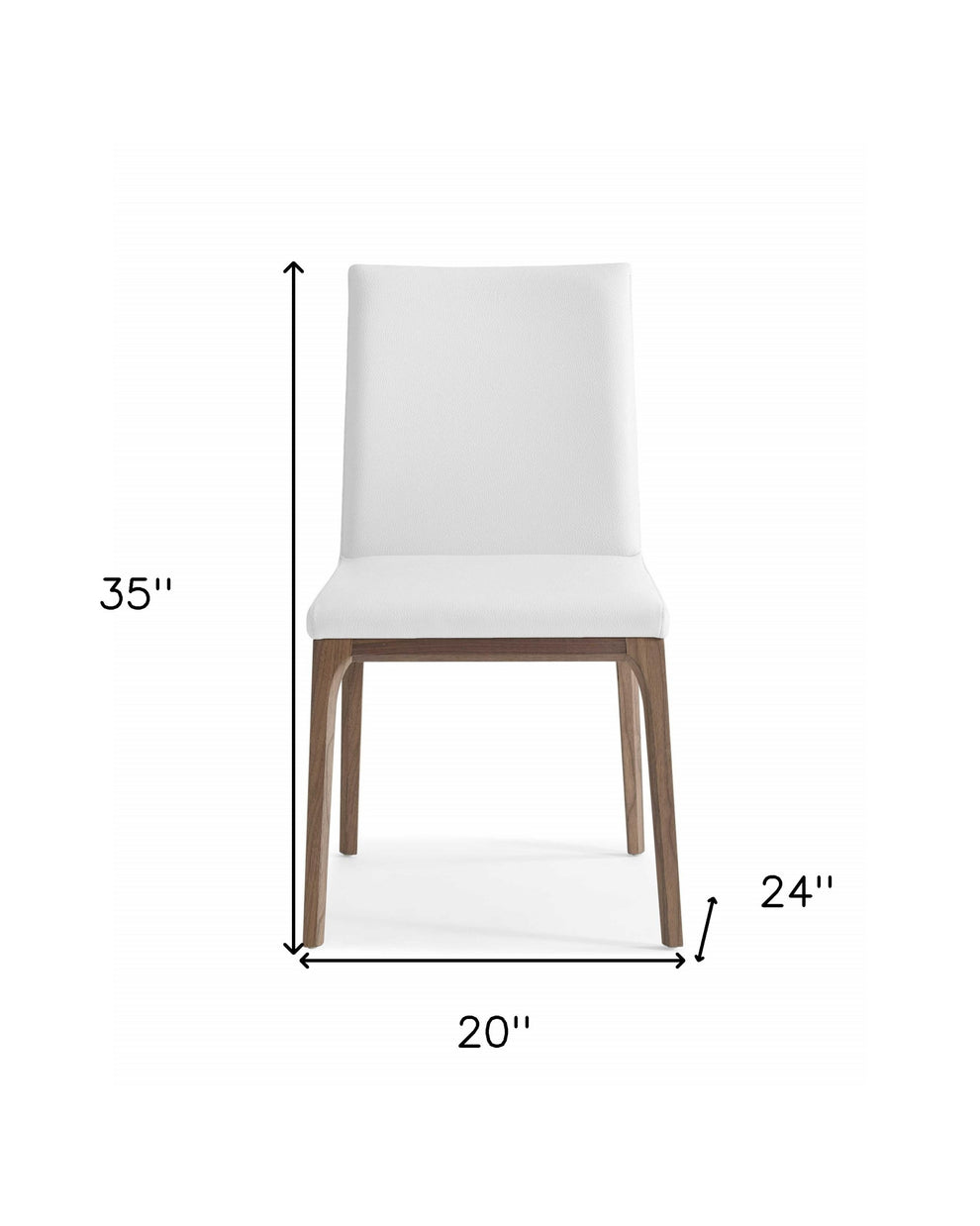 Set of Two White And Brown Upholstered Faux Leather isequal(Yes,No,Wood Dining Side Chairs By Homeroots | Dining Chairs | Modishstore - 7