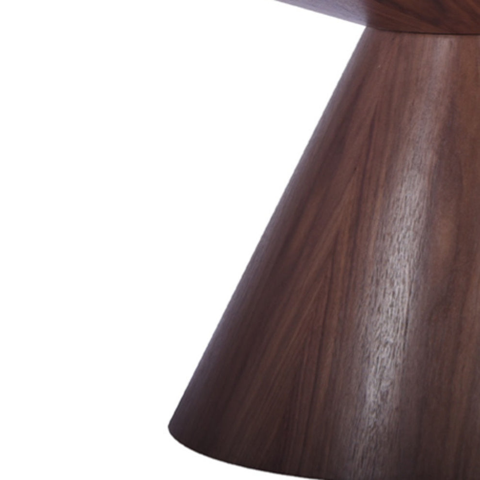 Brown Rounded Solid Wood Pedestal Base Dining Table By Homeroots | Dining Tables | Modishstore - 4