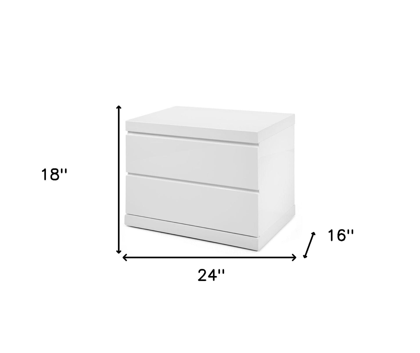 White Two Drawers Nightstand By Homeroots | Nightstands | Modishstore - 6