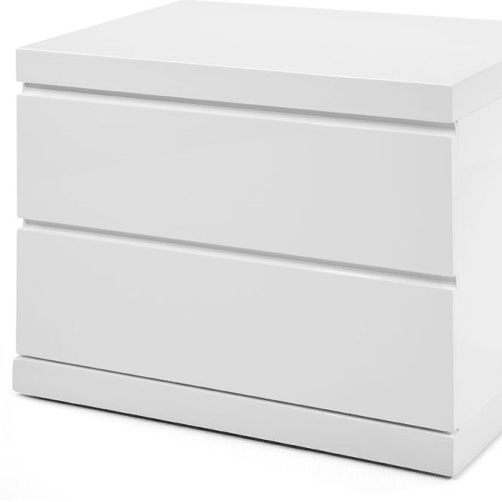 White Two Drawers Nightstand By Homeroots | Nightstands | Modishstore - 5