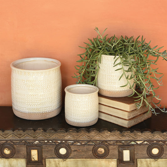 Cheyenne Cachepot, Ceramic - Medium - White Set Of 4 By HomArt | Planters, Troughs & Cachepots | Modishstore