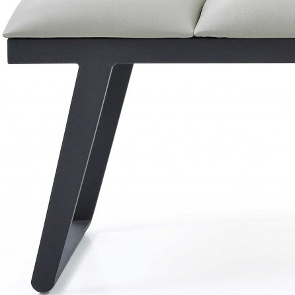 Light Gray and Black Upholstered Faux Leather Bench By Homeroots | Benches | Modishstore - 6