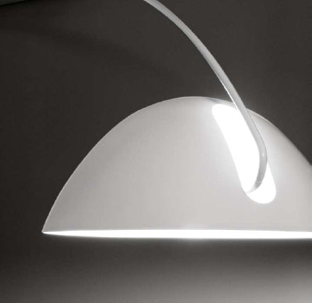 White Steel Arched With White Metal Shade By Homeroots | Floor Lamps | Modishstore - 4