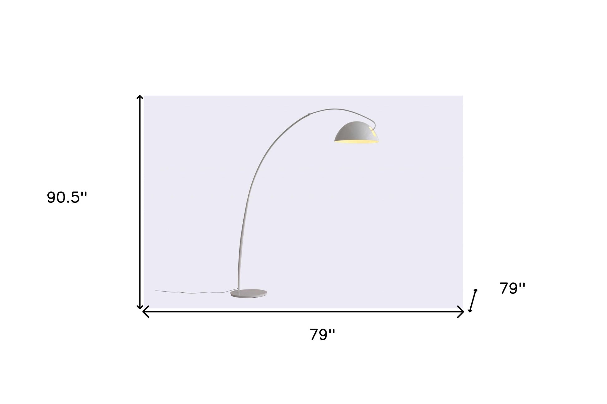 White Steel Arched With White Metal Shade By Homeroots | Floor Lamps | Modishstore - 6