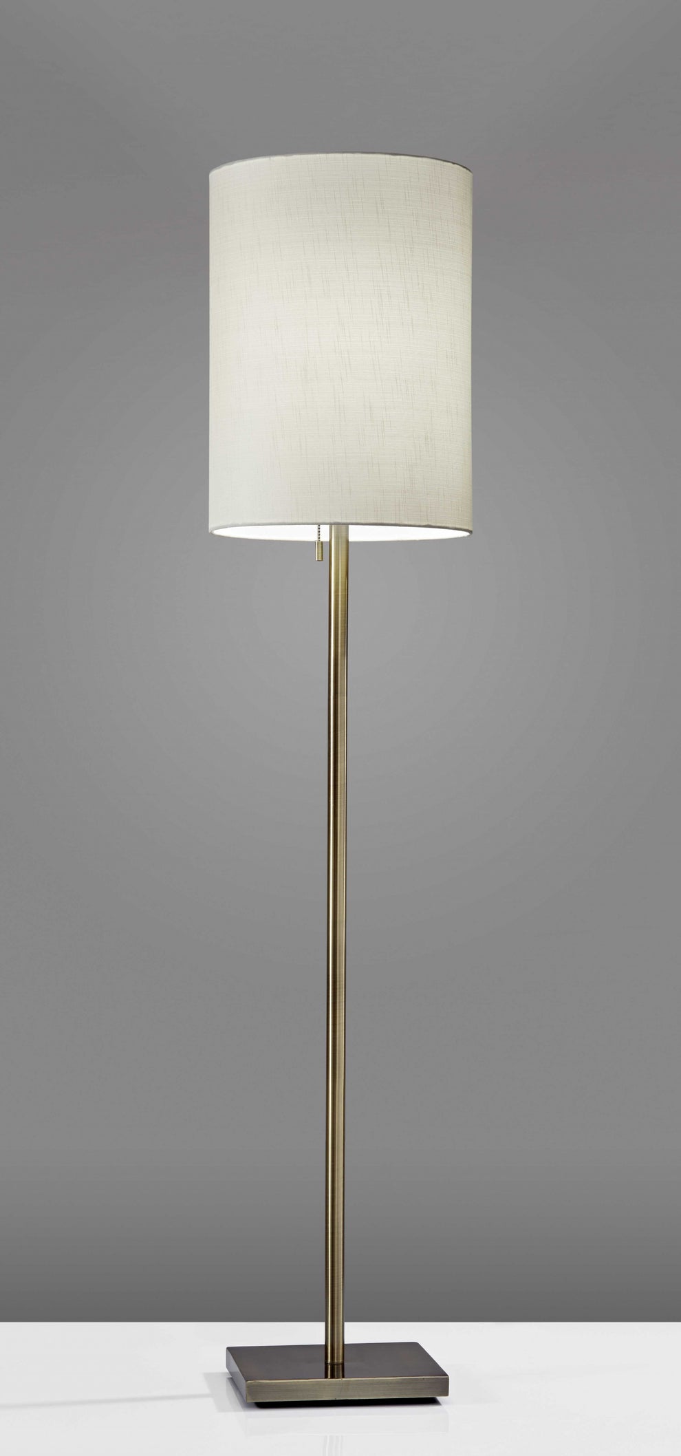 Brass Metal Floor Lamp With White Fabric Cylinder Shade By Homeroots | Floor Lamps | Modishstore - 5