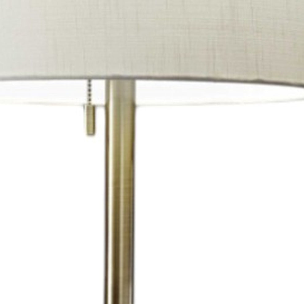 Brass Metal Floor Lamp With White Fabric Cylinder Shade By Homeroots | Floor Lamps | Modishstore - 3