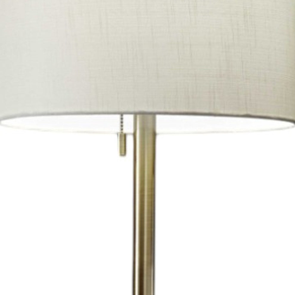 Brass Metal Floor Lamp With White Fabric Cylinder Shade By Homeroots | Floor Lamps | Modishstore - 6