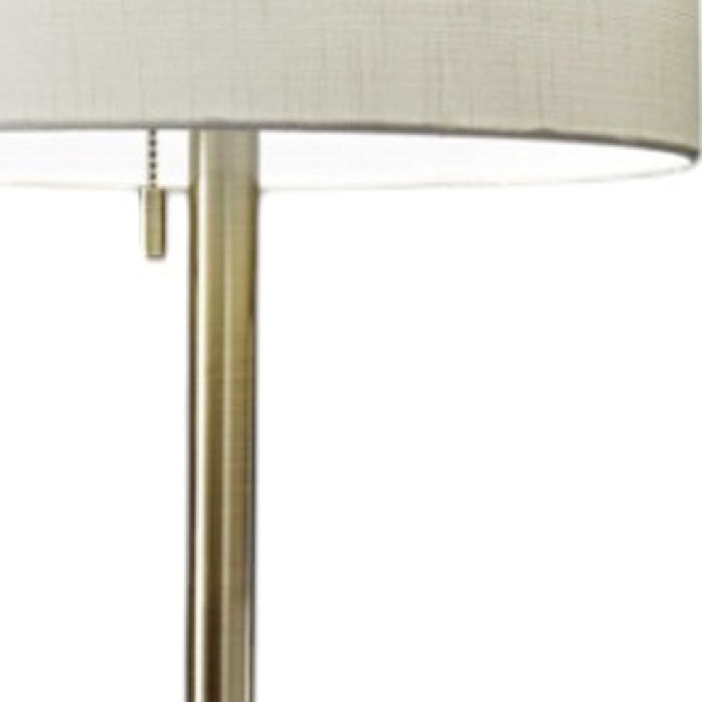 Brass Metal Floor Lamp With White Fabric Cylinder Shade By Homeroots | Floor Lamps | Modishstore - 4