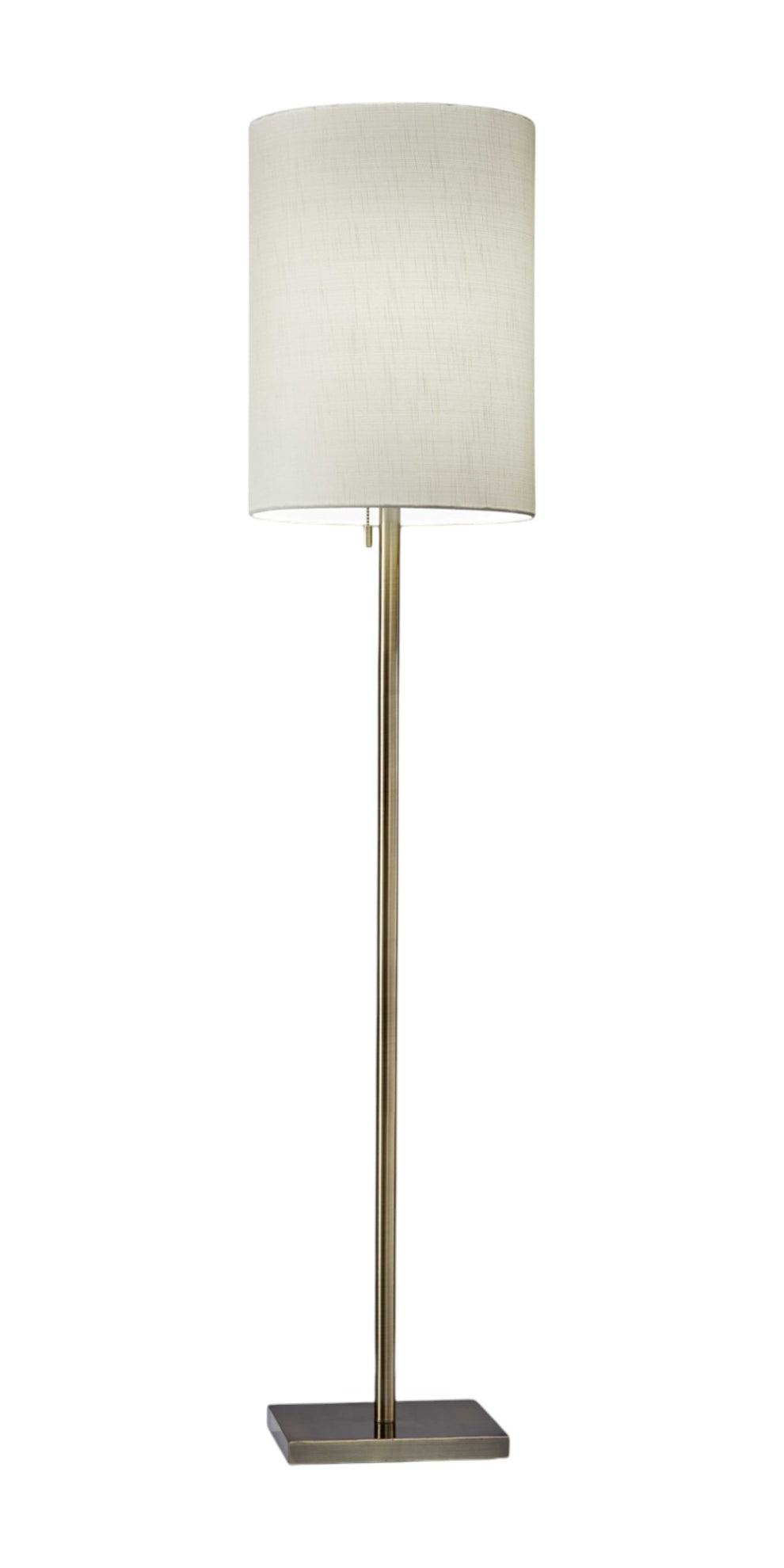 Brass Metal Floor Lamp With White Fabric Cylinder Shade By Homeroots | Floor Lamps | Modishstore - 2