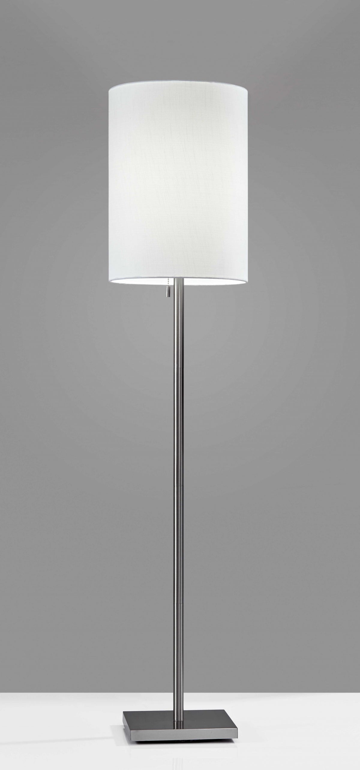 Silver Metal Floor Lamp With Fabric Shade By Homeroots | Floor Lamps | Modishstore - 3