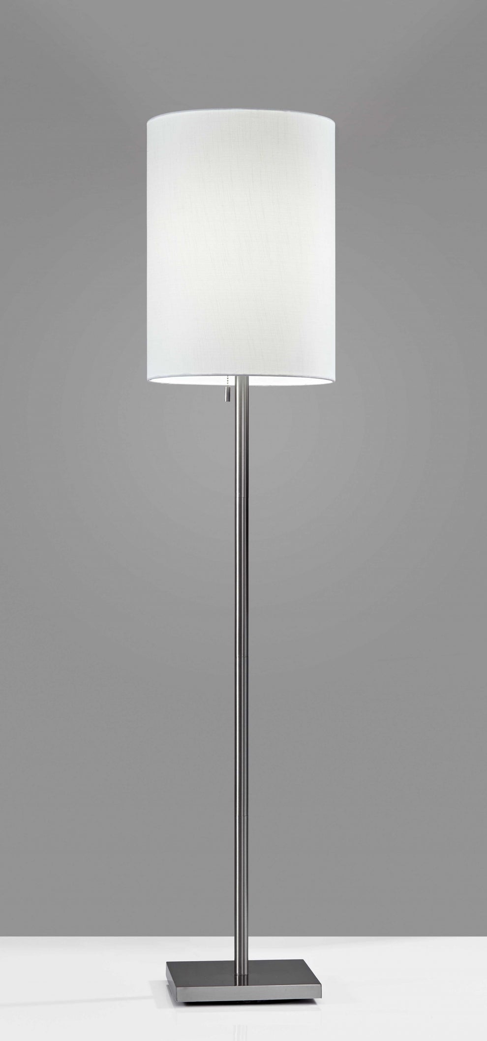 Silver Metal Floor Lamp With Fabric Shade By Homeroots | Floor Lamps | Modishstore - 3