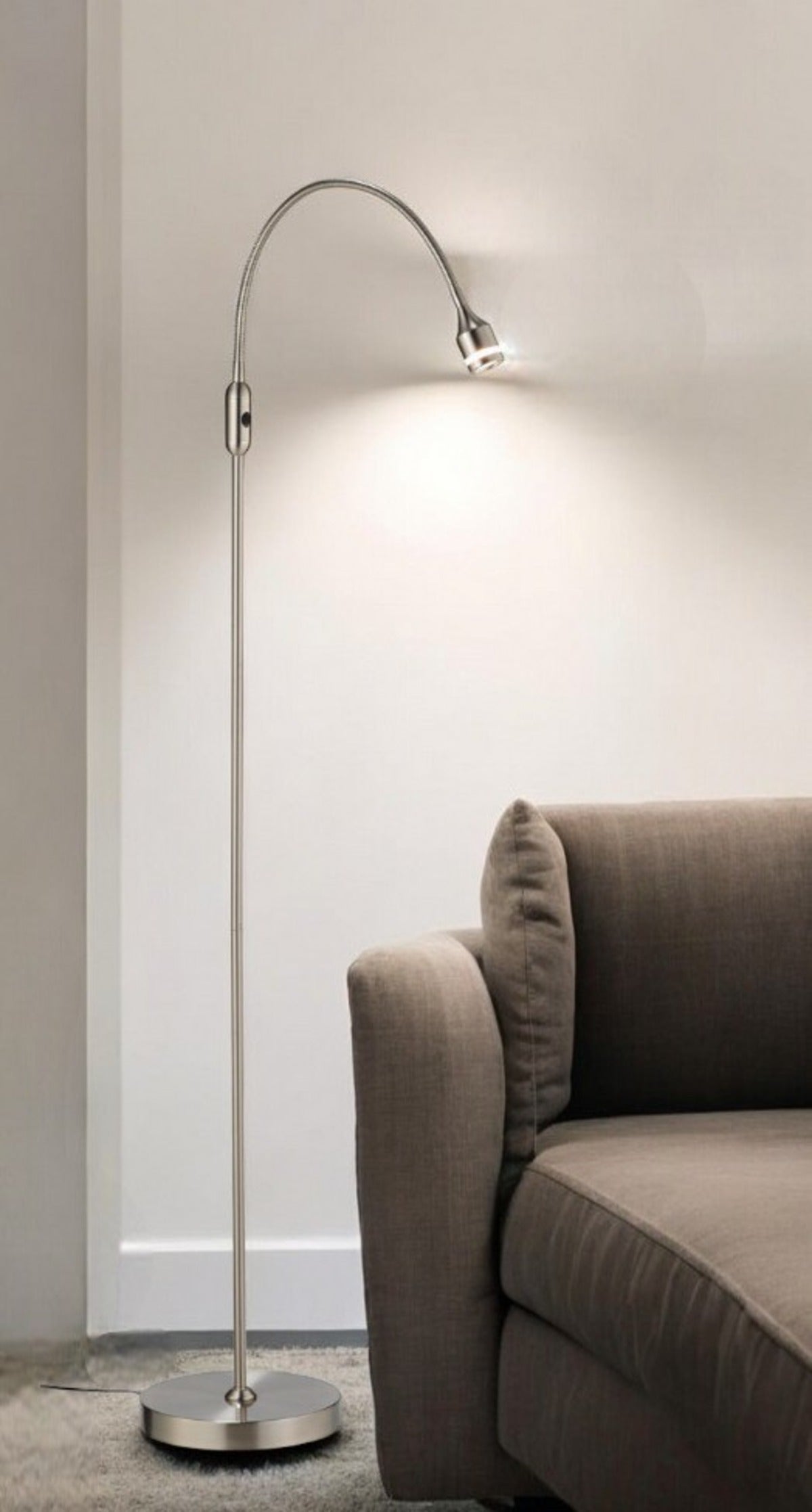 Silver LED Arched Floor Lamp With Silver By Homeroots | Floor Lamps | Modishstore - 1