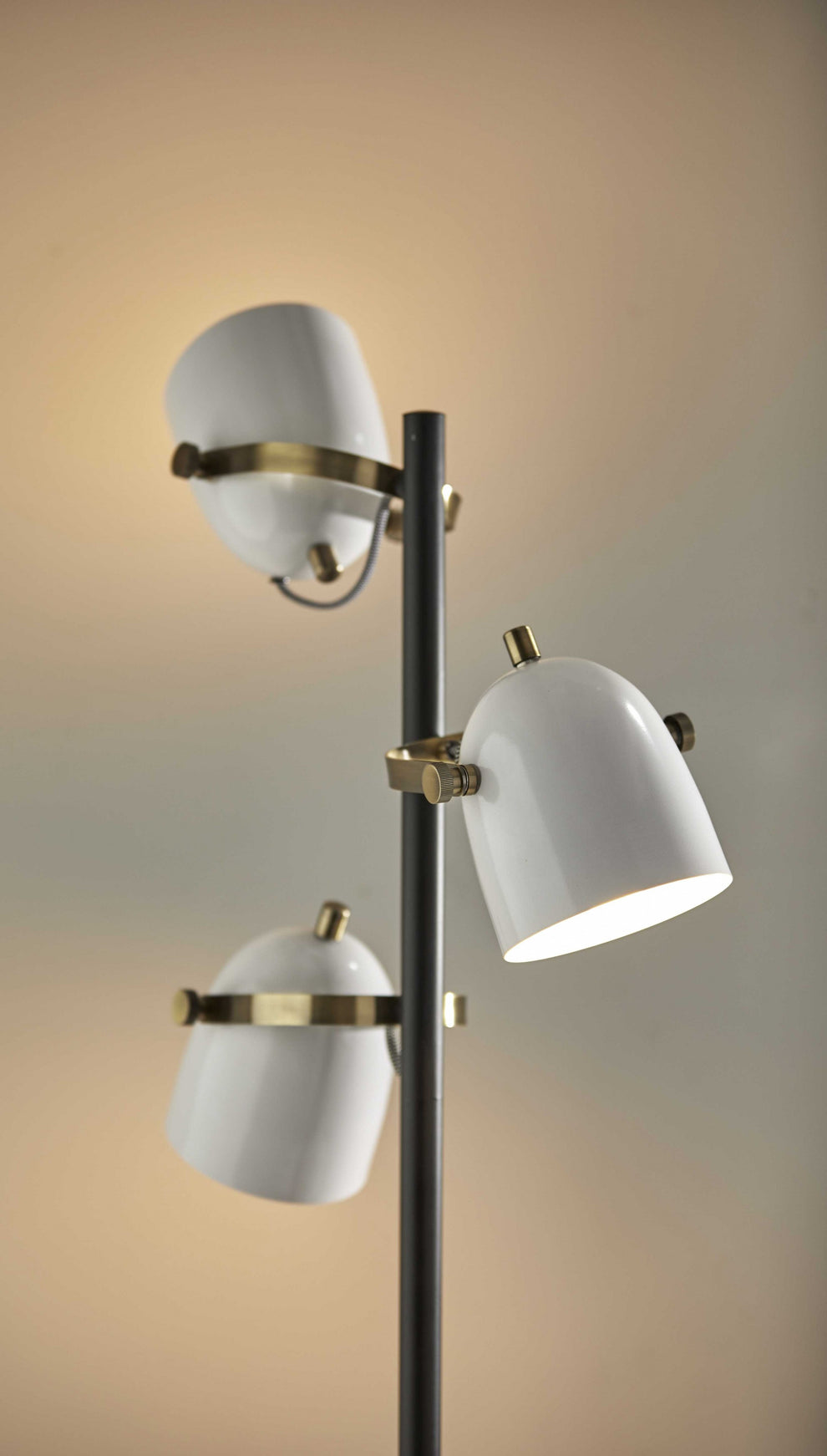 Black And White Three Light Tree Floor Lamp With White Metal Bell Shade By Homeroots | Floor Lamps | Modishstore - 4