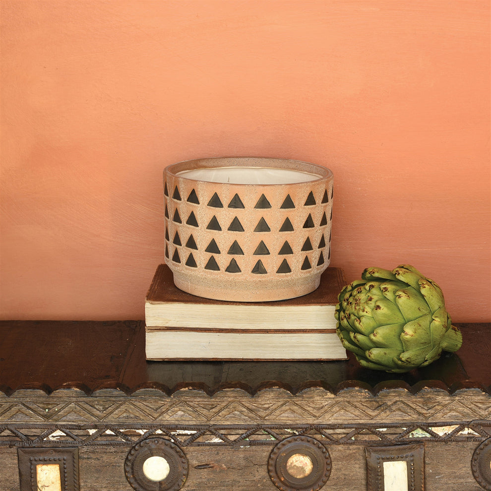 Inca Cachepot, Ceramic - Large - Terra Cotta Set Of 4 By HomArt | Planters, Troughs & Cachepots | Modishstore - 4