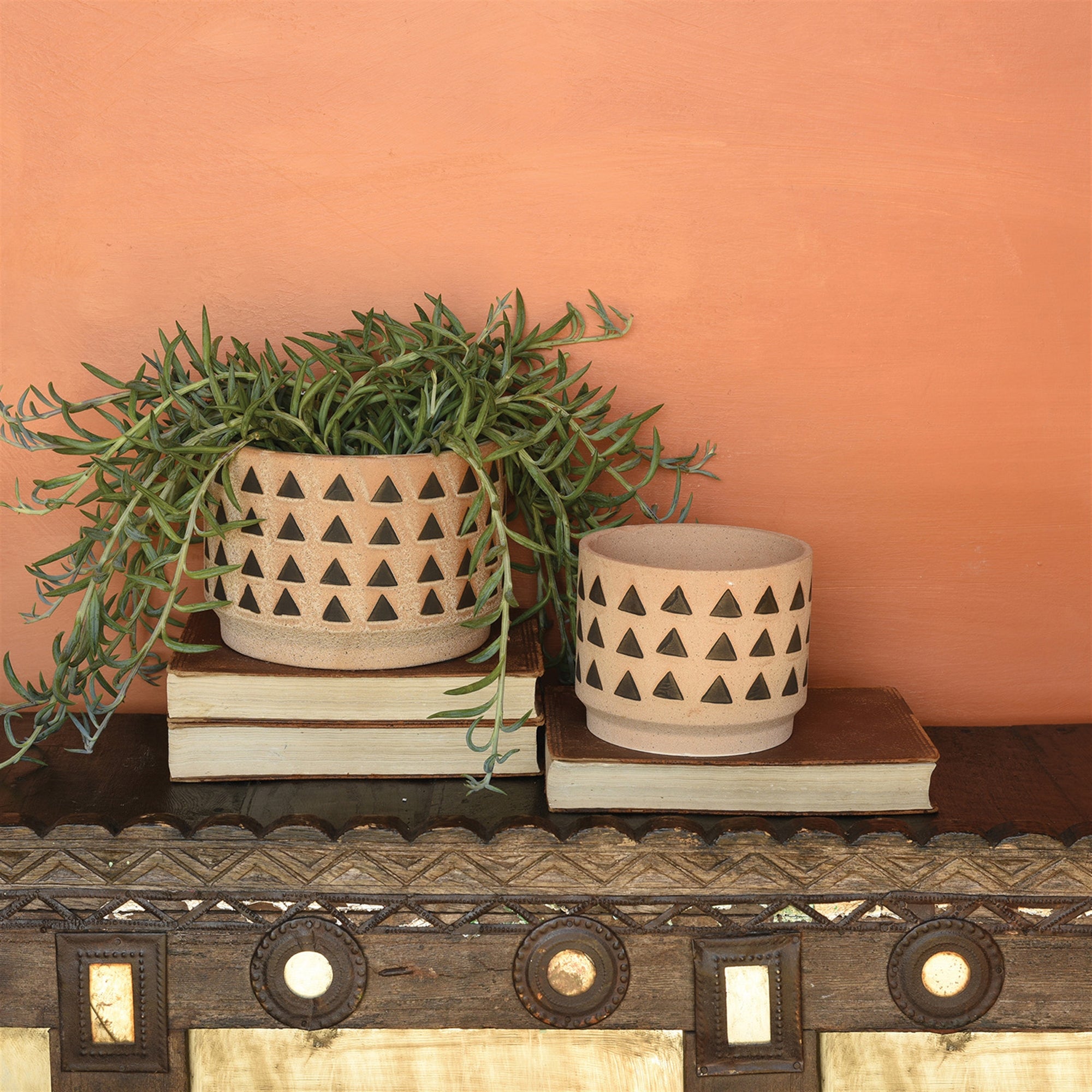 Inca Cachepot, Ceramic - Large - Terra Cotta Set Of 2 By HomArt ...