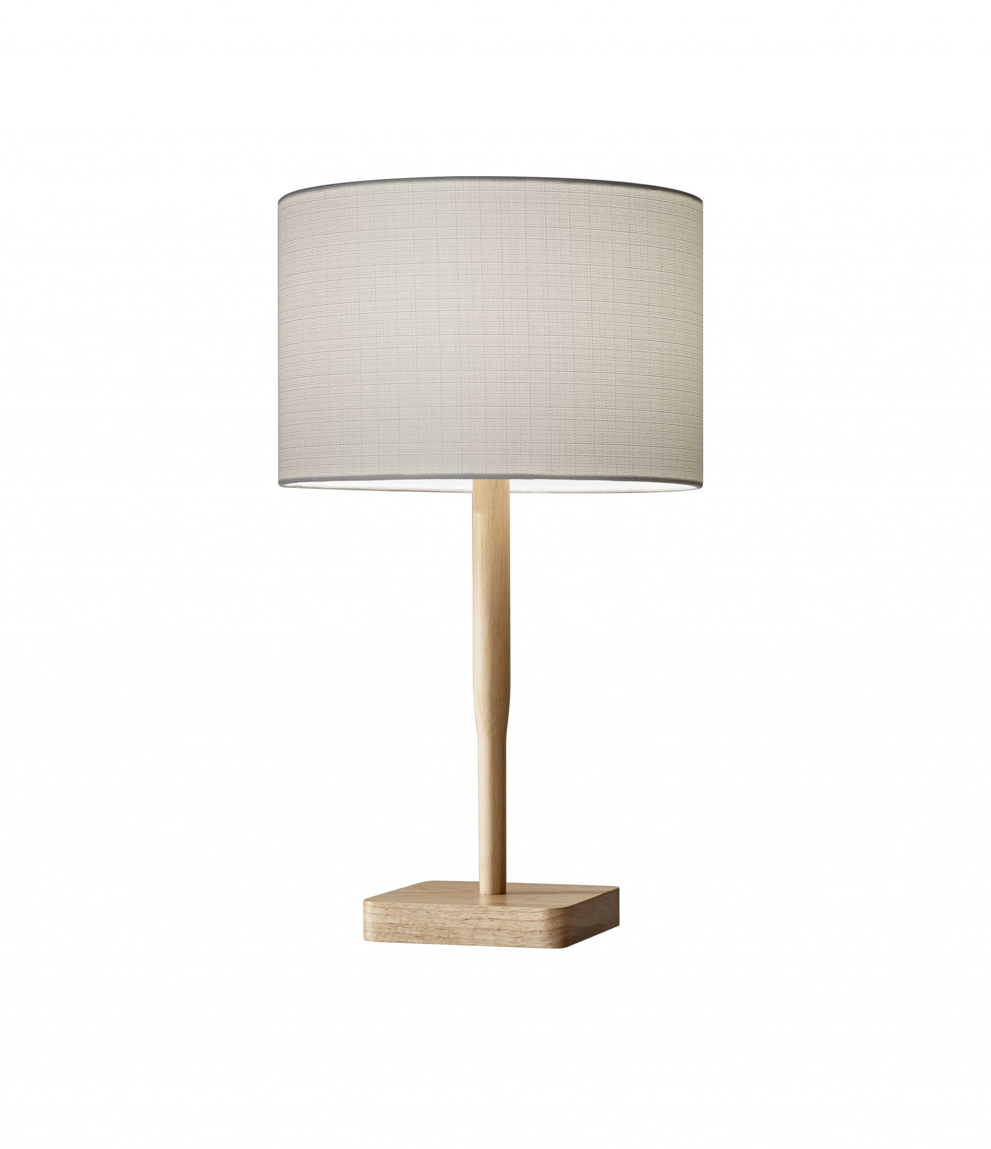 Natural Solid Wood Table Lamp With Gray Drum Shade By Homeroots | Table Lamps | Modishstore - 5