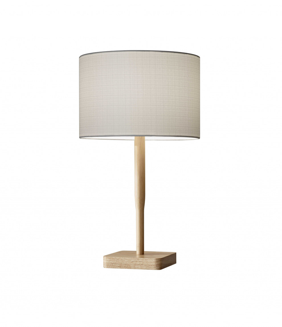 Natural Solid Wood Table Lamp With Gray Drum Shade By Homeroots | Table Lamps | Modishstore - 5