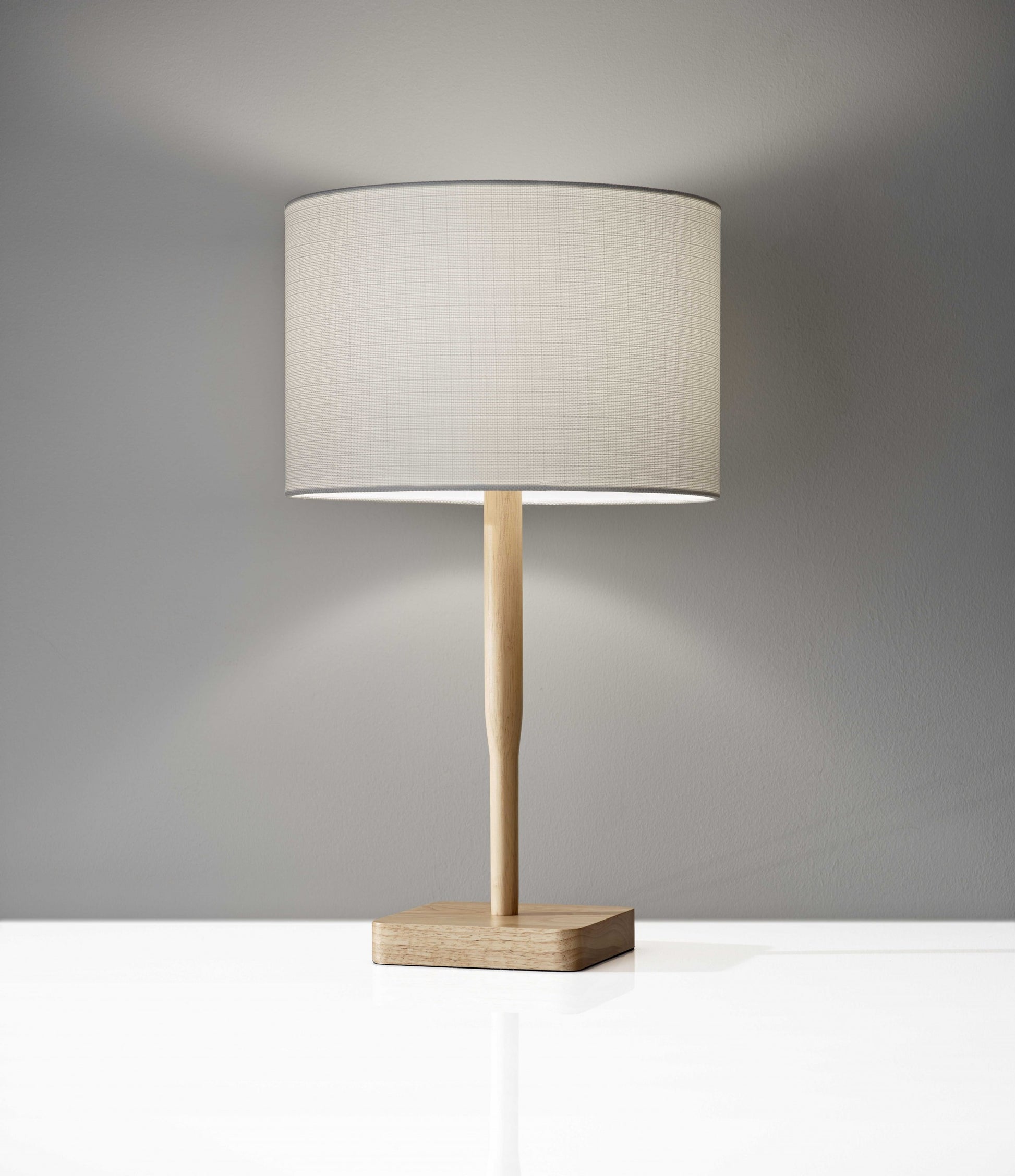 Natural Solid Wood Table Lamp With Gray Drum Shade By Homeroots | Table Lamps | Modishstore - 6