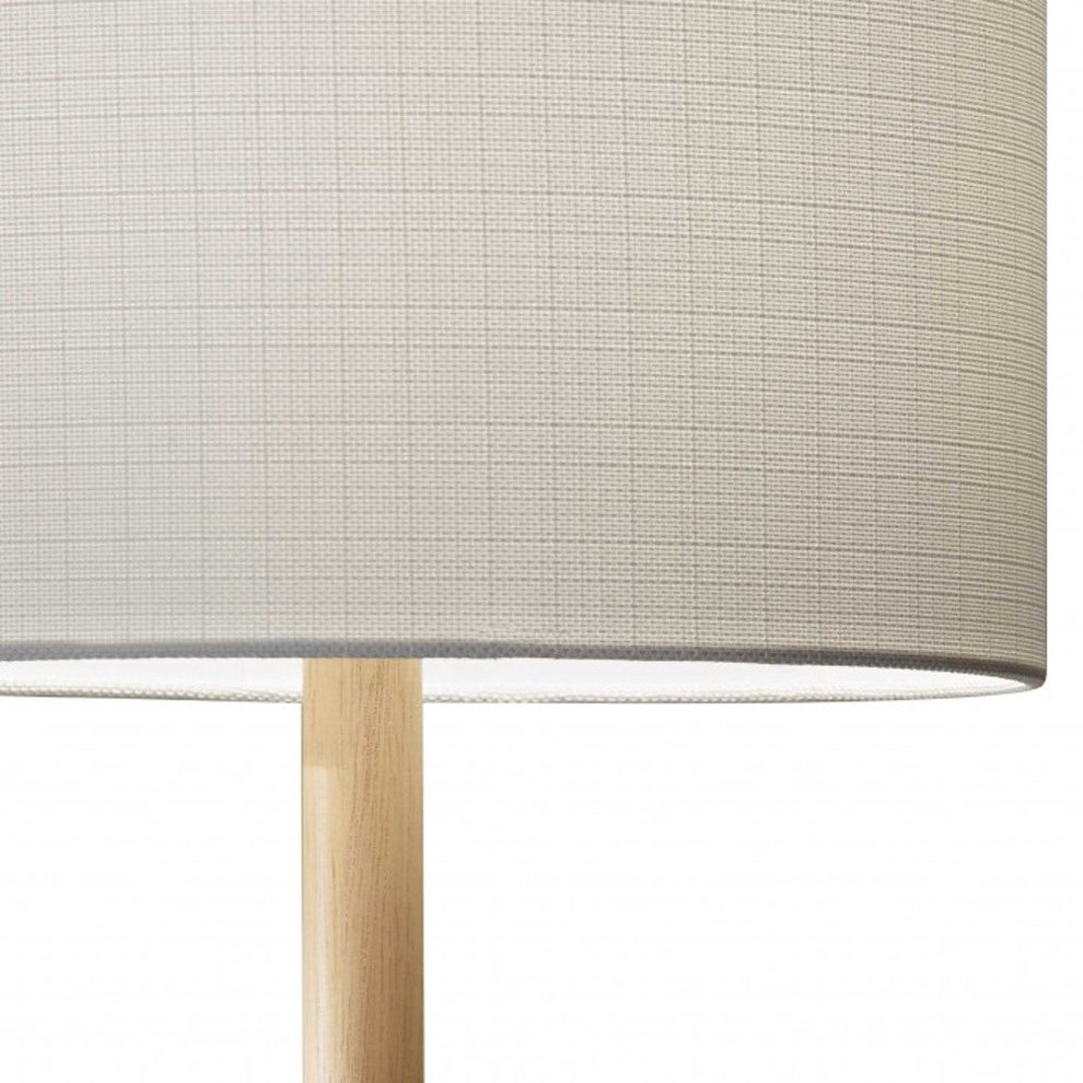 Natural Solid Wood Table Lamp With Gray Drum Shade By Homeroots | Table Lamps | Modishstore - 8
