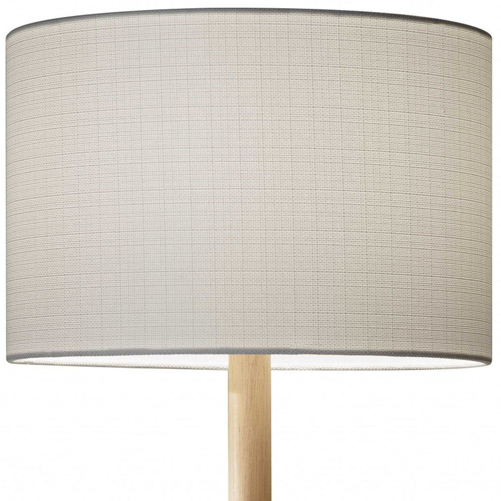 Natural Solid Wood Table Lamp With Gray Drum Shade By Homeroots | Table Lamps | Modishstore - 4
