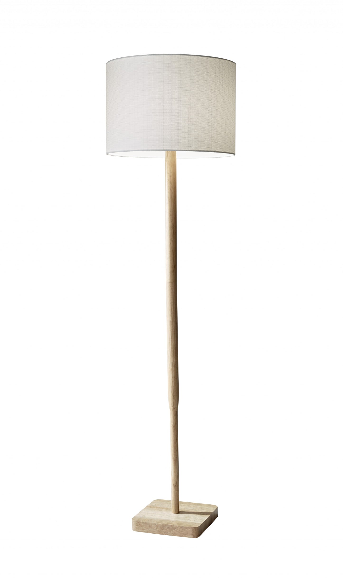 Natural Solid Wood Floor Lamp With White Linen Drum Shade By Homeroots | Floor Lamps | Modishstore - 2