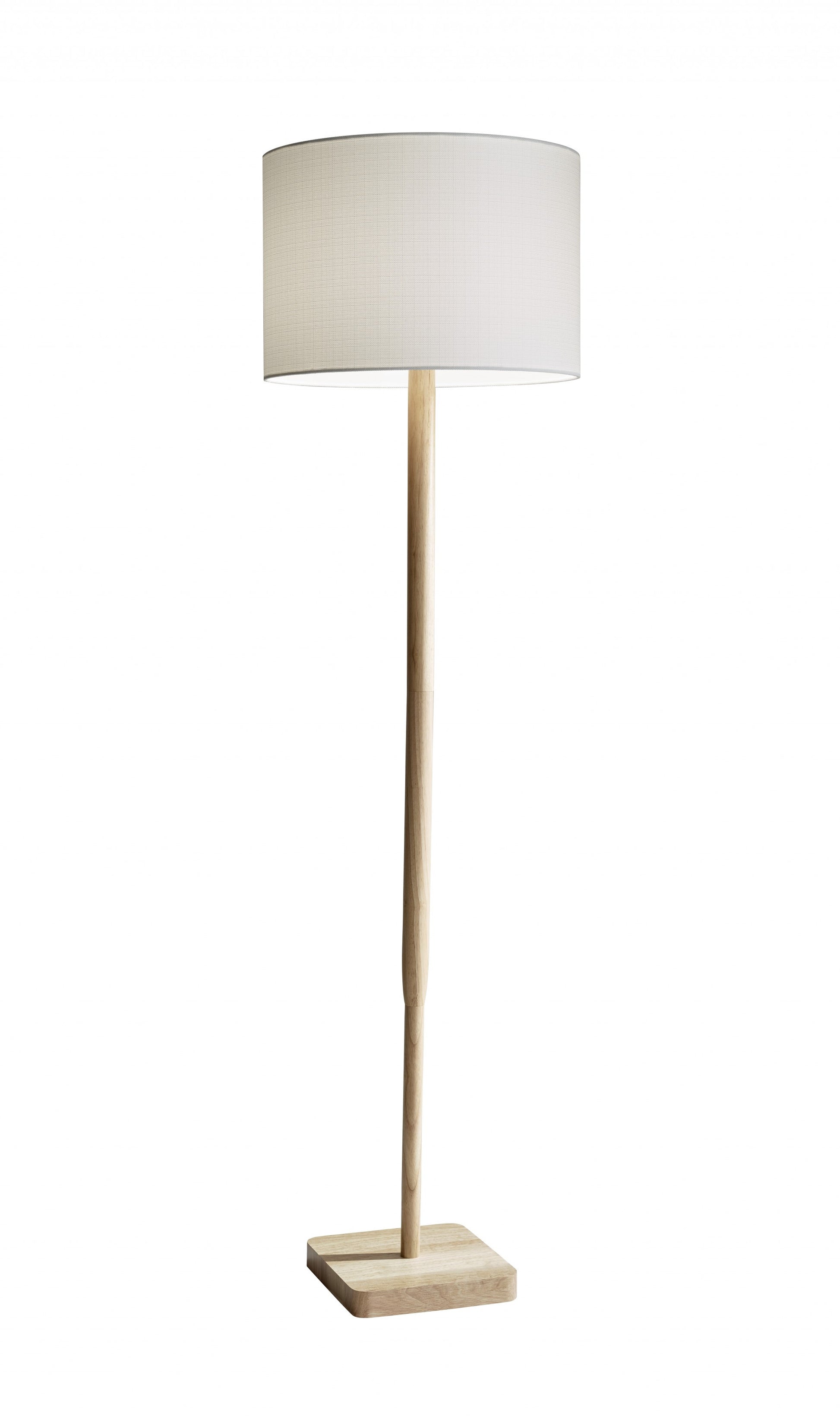 Natural Solid Wood Floor Lamp With White Linen Drum Shade By Homeroots | Floor Lamps | Modishstore - 3