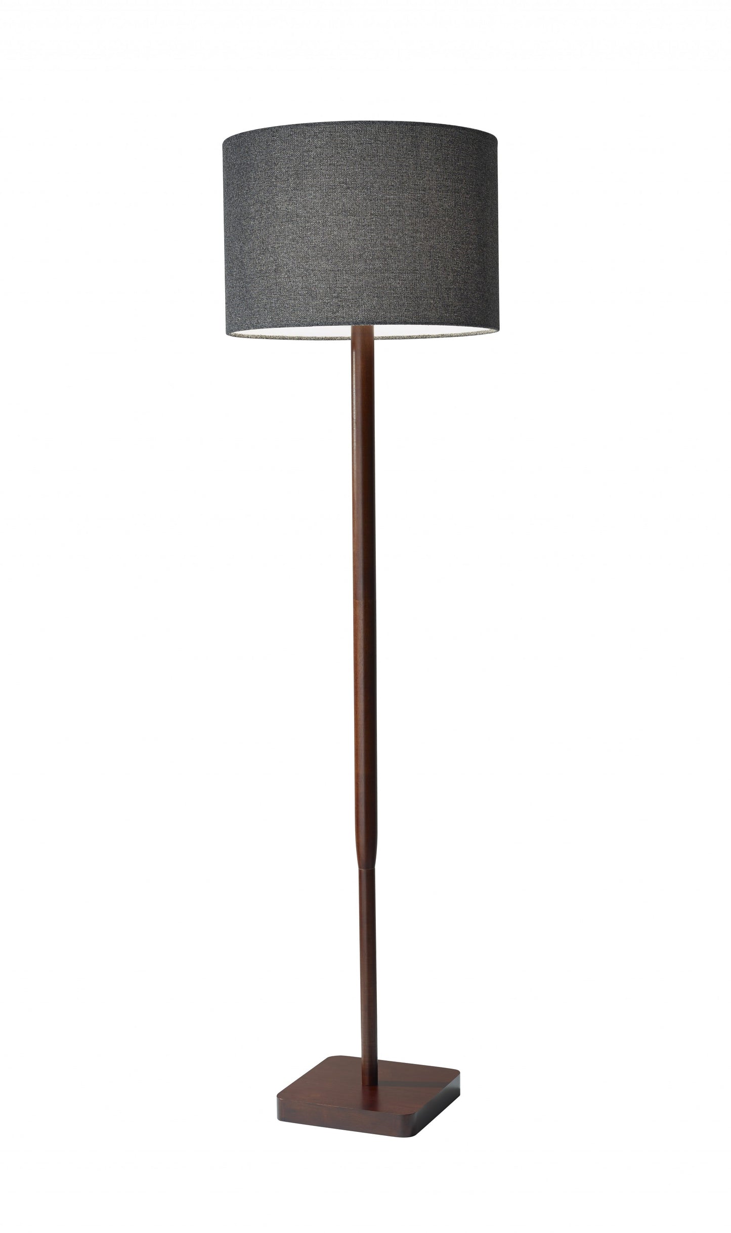 Brown And Black Solid Wood Floor Lamp With Dark Gray Fabric Drum Shade By Homeroots | Floor Lamps | Modishstore - 2