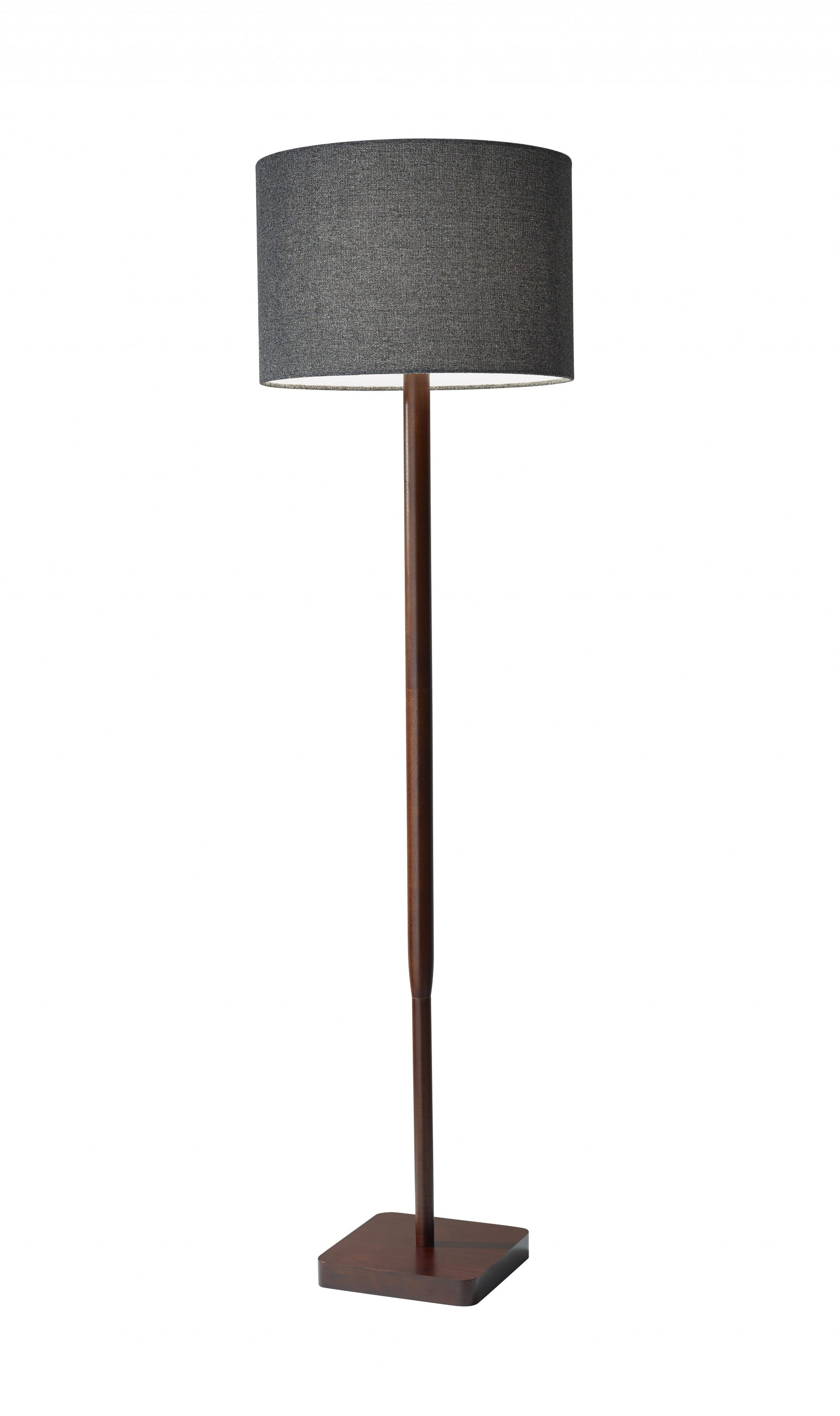 Brown And Black Solid Wood Floor Lamp With Dark Gray Fabric Drum Shade By Homeroots | Floor Lamps | Modishstore - 2