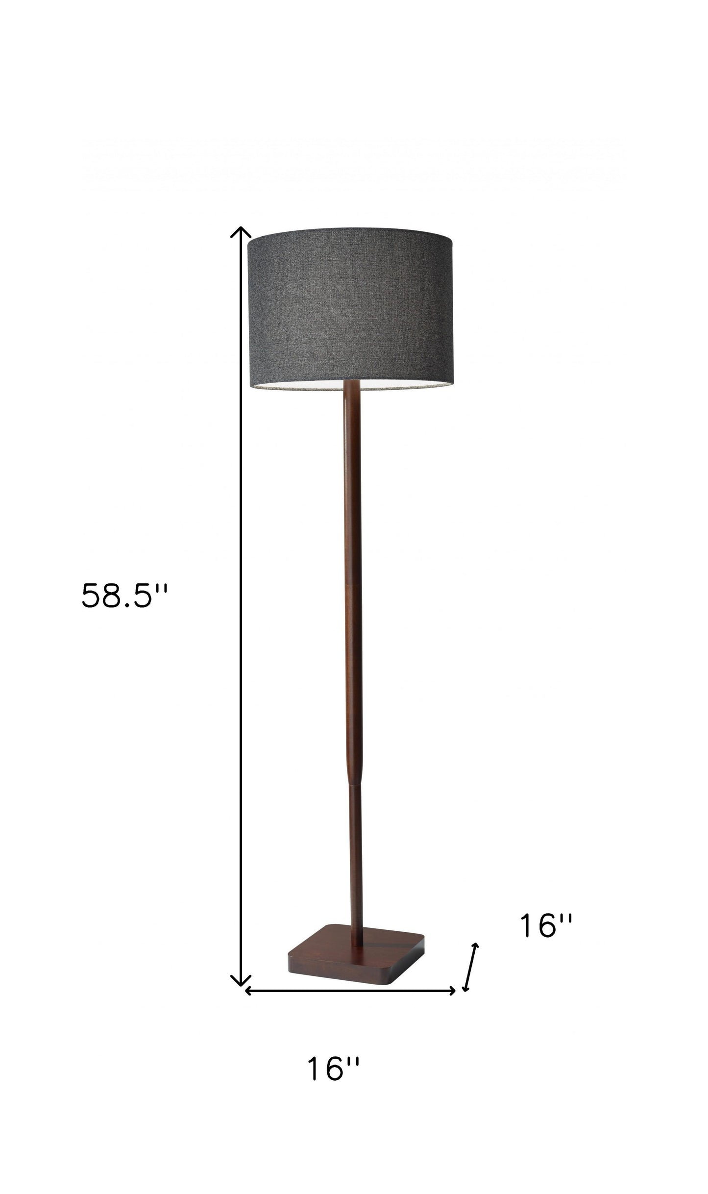 Brown And Black Solid Wood Floor Lamp With Dark Gray Fabric Drum Shade By Homeroots | Floor Lamps | Modishstore - 5