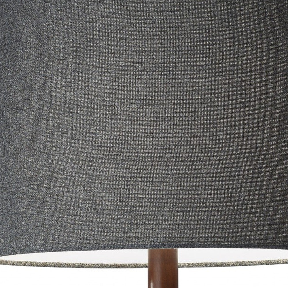Brown And Black Solid Wood Floor Lamp With Dark Gray Fabric Drum Shade By Homeroots | Floor Lamps | Modishstore - 3