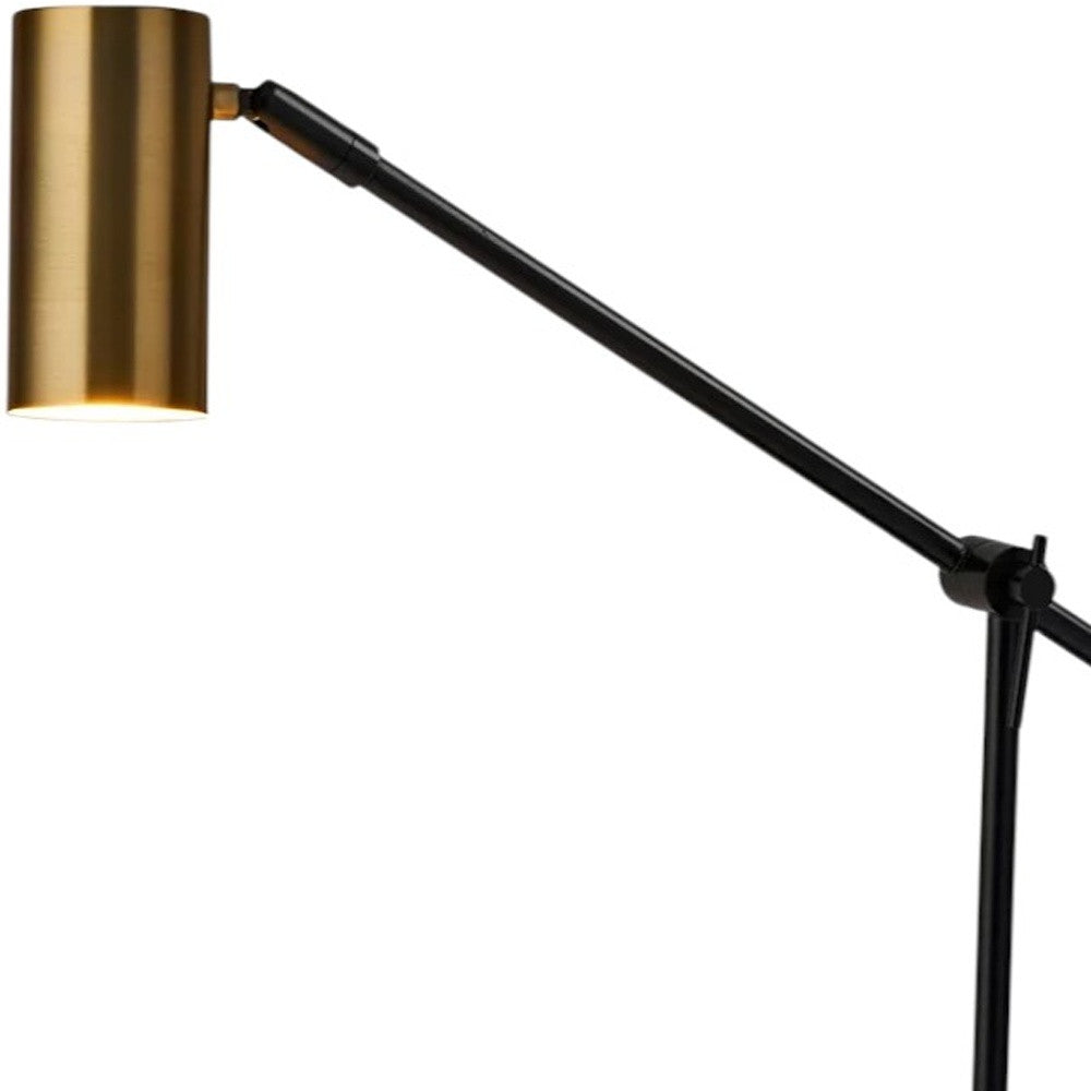 Black Metal Swing Arm LED Desk Lamp With USB And Antiqued Gold Cylinder Shade By Homeroots | Table Lamps | Modishstore - 3