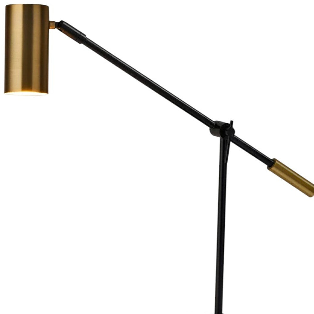 Black Metal Swing Arm LED Desk Lamp With USB And Antiqued Gold Cylinder Shade By Homeroots | Table Lamps | Modishstore - 5
