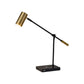 Black Metal Swing Arm LED Desk Lamp With USB And Antiqued Gold Cylinder Shade By Homeroots | Table Lamps | Modishstore - 6