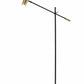 Black And Gold Adjustable LED Task Floor Lamp With Antiqued Brass Metal Cylinder Shade By Homeroots | Floor Lamps | Modishstore - 1