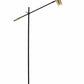 Black And Gold Adjustable LED Task Floor Lamp With Antiqued Brass Metal Cylinder Shade By Homeroots | Floor Lamps | Modishstore - 3