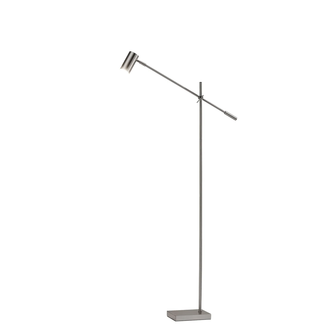 Silver LED Task Floor Lamp With Silver Metal Drum Shade By Homeroots | Floor Lamps | Modishstore - 2