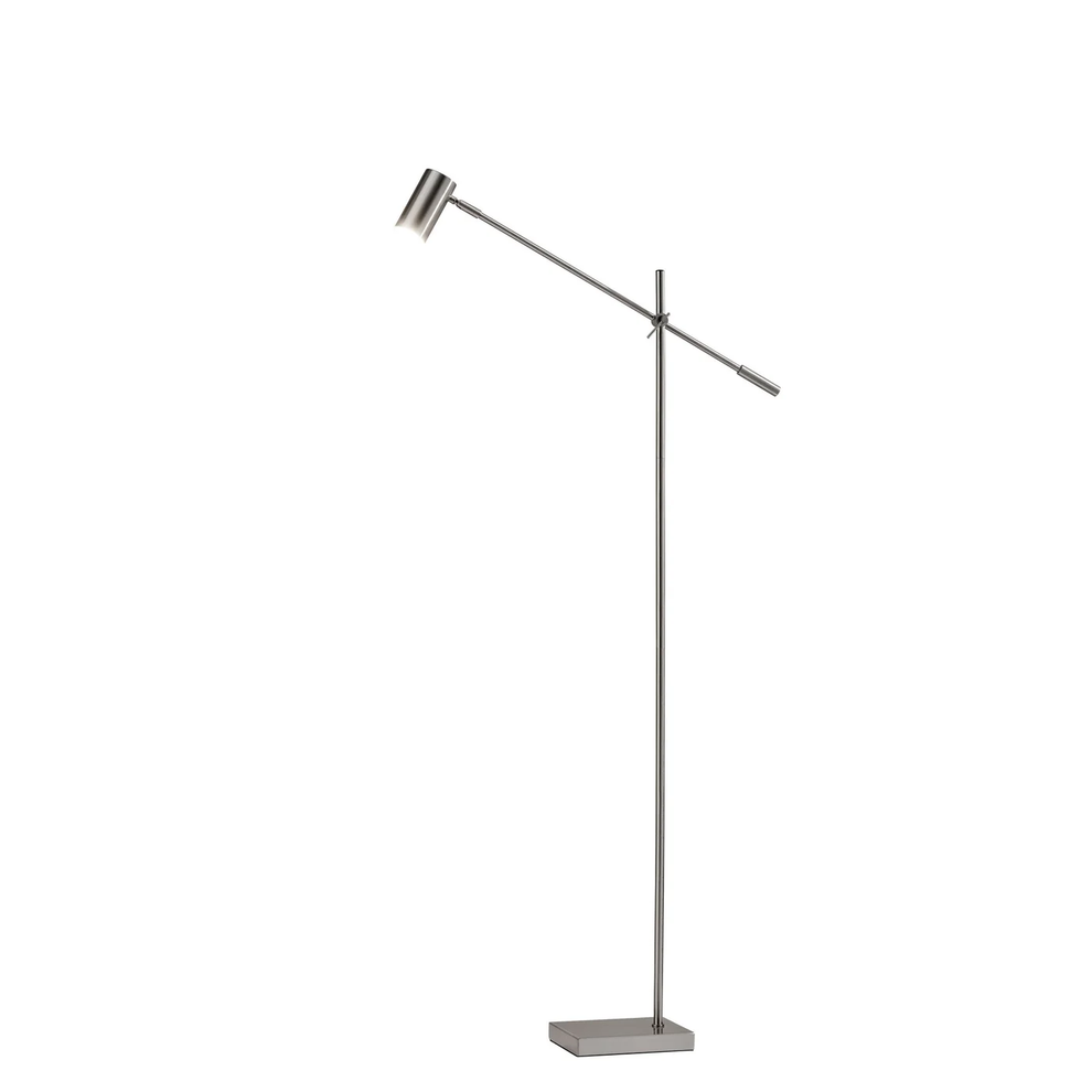 Silver LED Task Floor Lamp With Silver Metal Drum Shade By Homeroots | Floor Lamps | Modishstore - 2