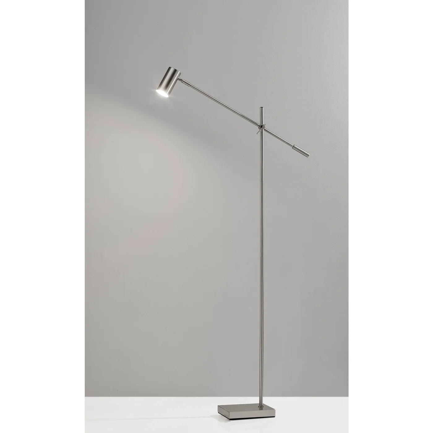 Silver LED Task Floor Lamp With Silver Metal Drum Shade By Homeroots | Floor Lamps | Modishstore - 6