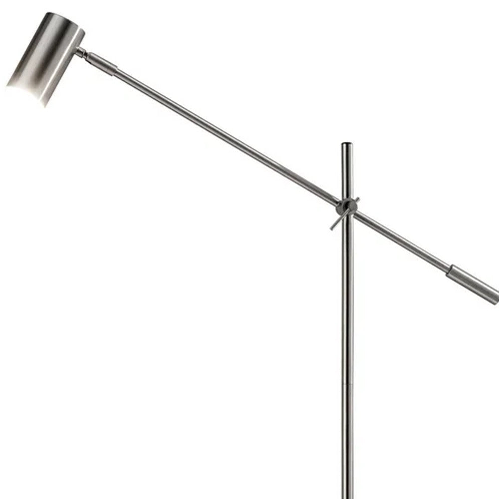 Silver LED Task Floor Lamp With Silver Metal Drum Shade By Homeroots | Floor Lamps | Modishstore - 5