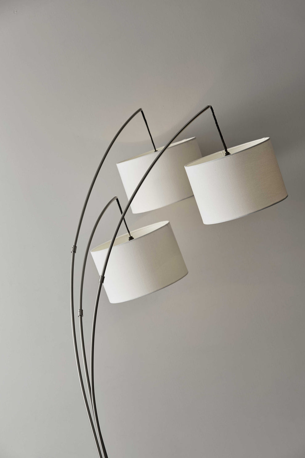 Silver Three Light Tree Floor Lamp With White Linen Drum Shade By Homeroots | Floor Lamps | Modishstore - 4