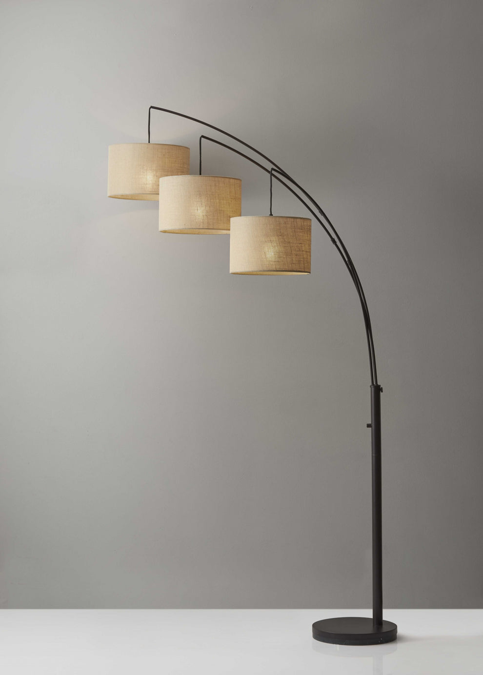 Bronze Three Light Tree Floor Lamp With Beige Burlap Drum Shade By Homeroots | Floor Lamps | Modishstore - 8