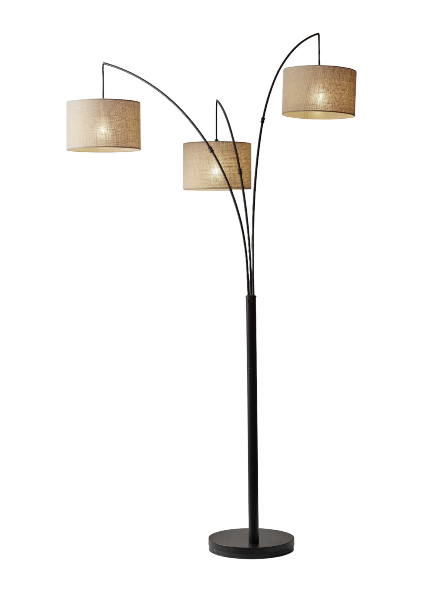 Bronze Three Light Tree Floor Lamp With Beige Burlap Drum Shade By Homeroots | Floor Lamps | Modishstore - 2
