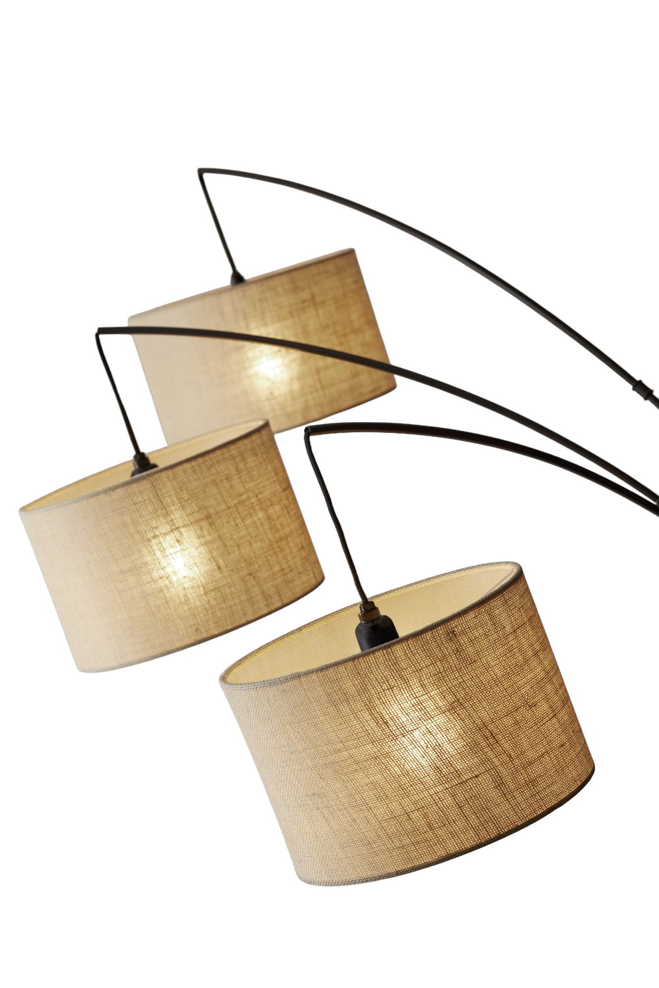 Bronze Three Light Tree Floor Lamp With Beige Burlap Drum Shade By Homeroots | Floor Lamps | Modishstore - 4