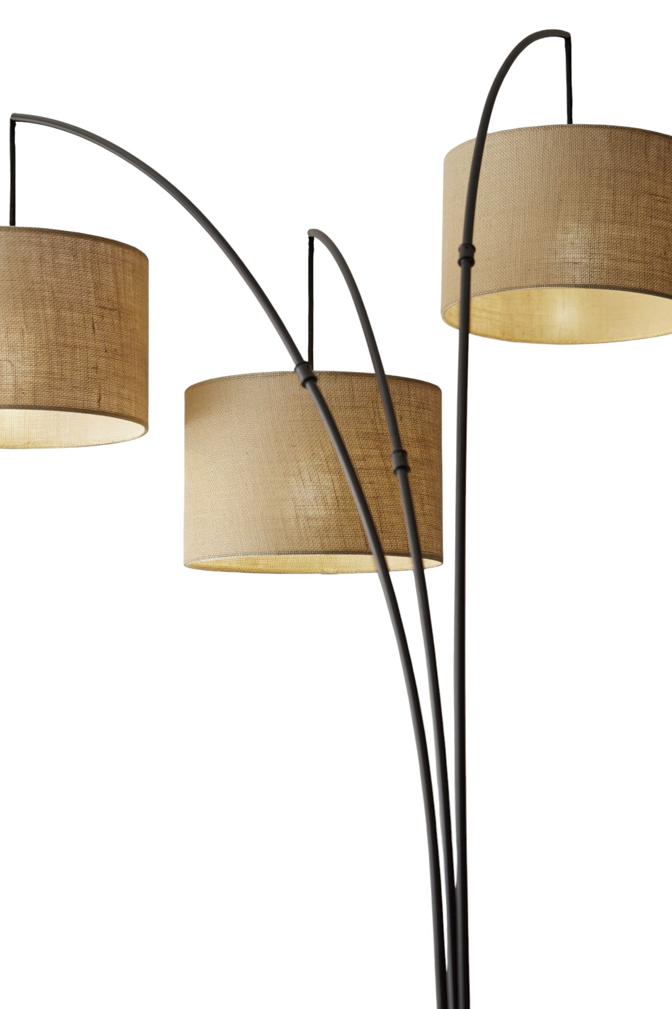 Bronze Three Light Tree Floor Lamp With Beige Burlap Drum Shade By Homeroots | Floor Lamps | Modishstore - 5