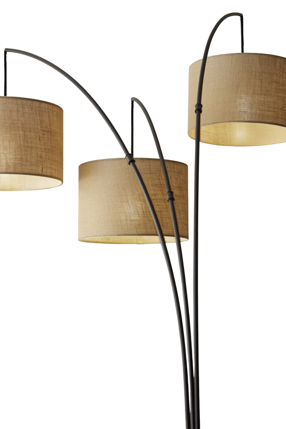 Bronze Three Light Tree Floor Lamp With Beige Burlap Drum Shade By Homeroots | Floor Lamps | Modishstore - 5