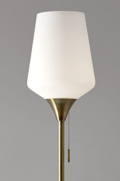 Brass Metal Torchiere Floor Lamp With White Glass Novelty Shade By Homeroots | Floor Lamps | Modishstore - 6