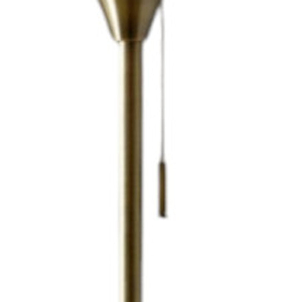 Brass Metal Torchiere Floor Lamp With White Glass Novelty Shade By Homeroots | Floor Lamps | Modishstore - 3