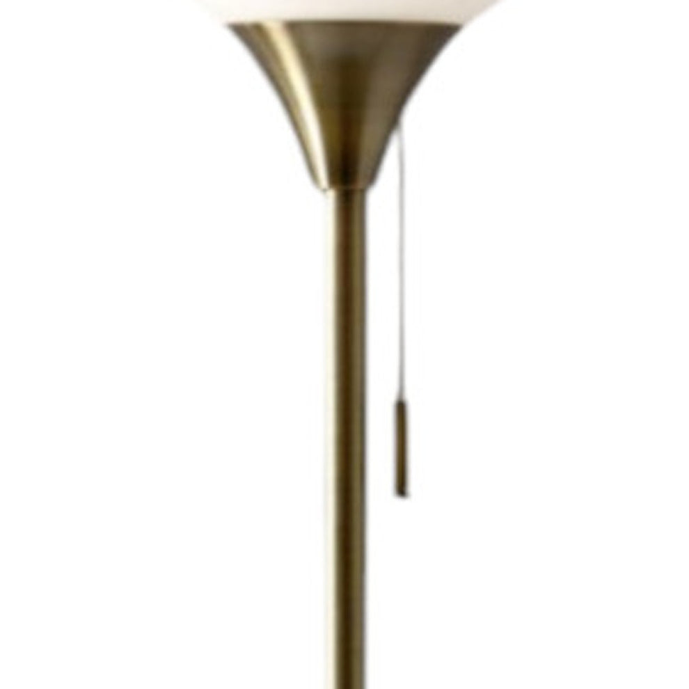 Brass Metal Torchiere Floor Lamp With White Glass Novelty Shade By Homeroots | Floor Lamps | Modishstore - 4