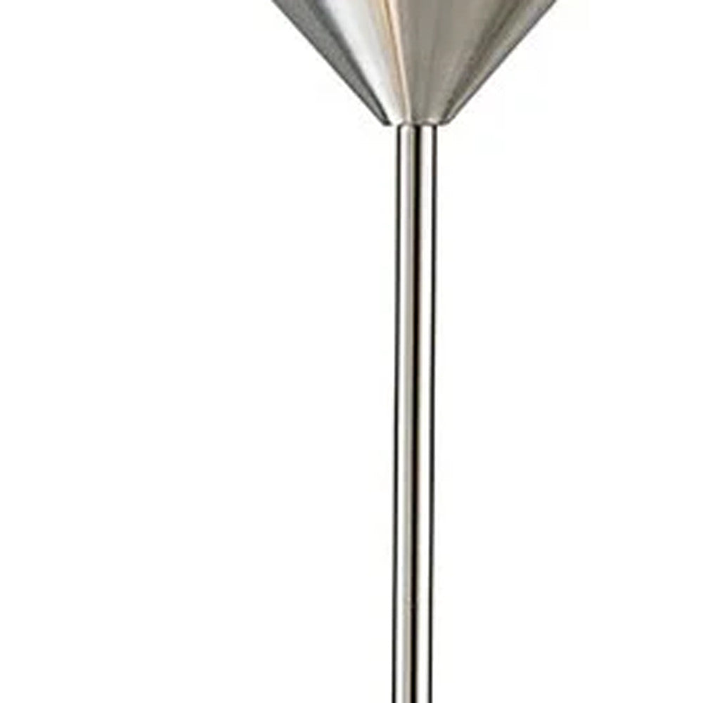 Silver Metal Two Light Torchiere Floor Lamp With White Bowl Shade By Homeroots | Floor Lamps | Modishstore - 3